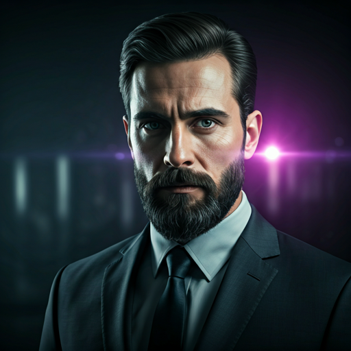 Close-up of a strategy analyst with moody low-key lighting